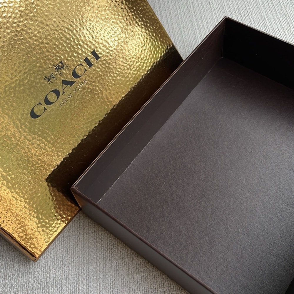 Coach authentic Metallic Gold small Gift Box holiday with tissue papers
